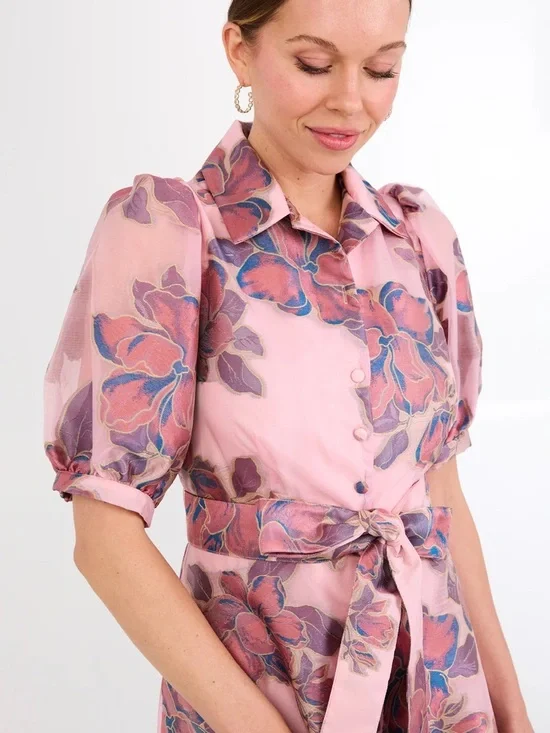 Charlotte Gown Pink Floral Organza - Picture 4 of 4